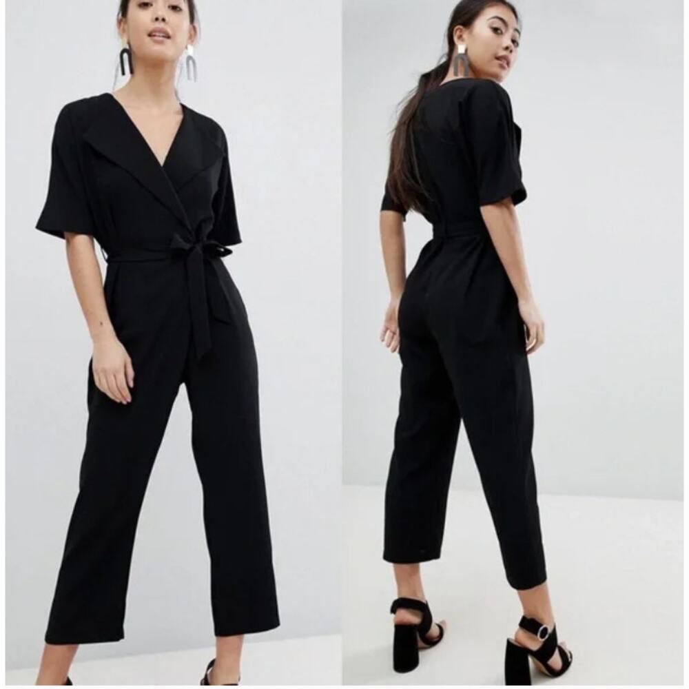 ASOS Elegant Black Wrap Jumpsuit